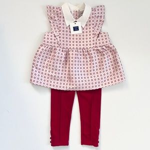 NWT Janie & Jack Fuchsia & Navy Holiday Set